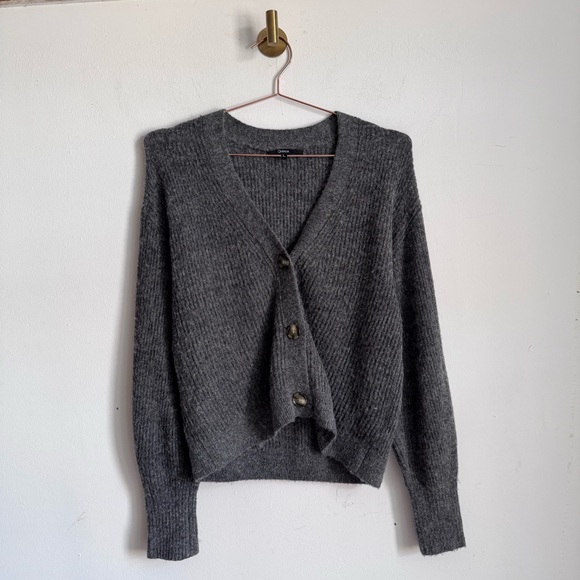 Quince Alpaca-Wool Cropped Cardigan Charcoal L $85 - Picture 3 of 10